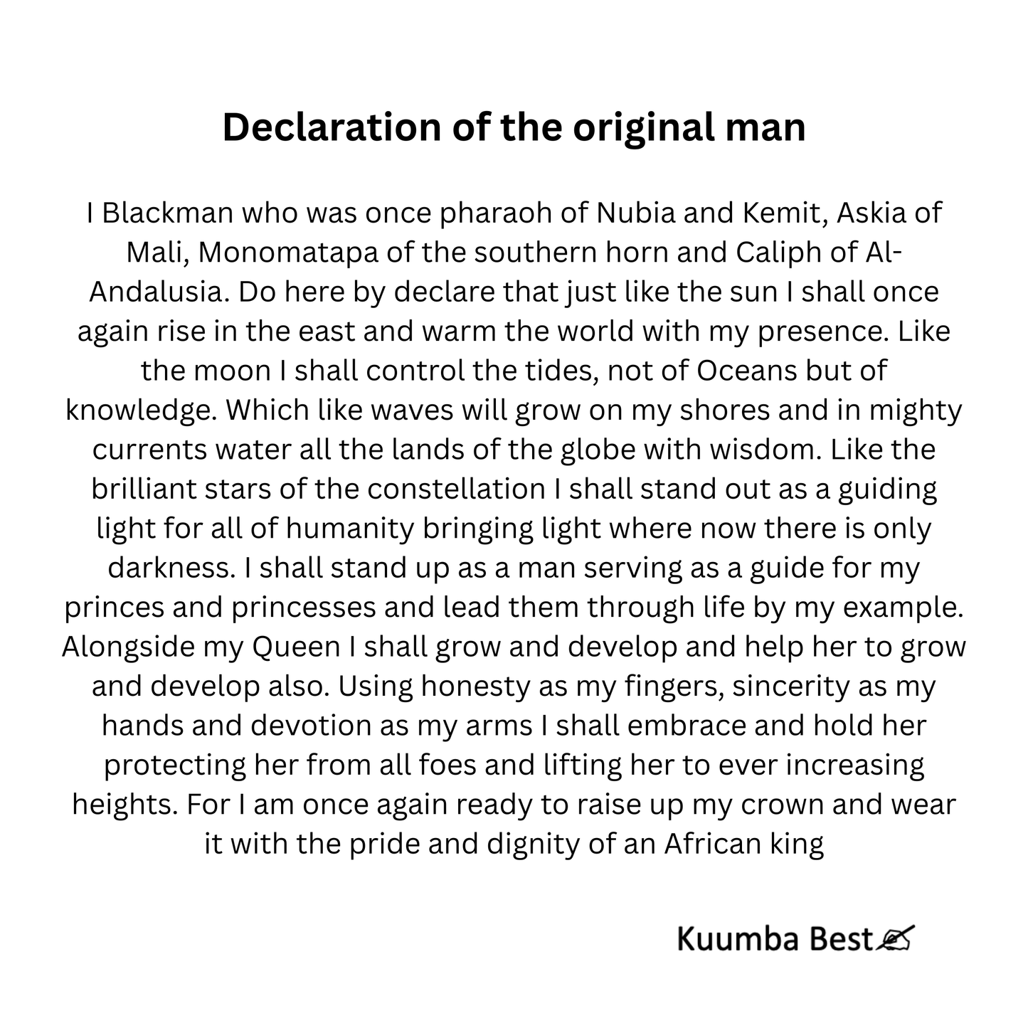 Declaration of the Original Man